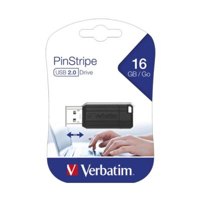 Speicherstick, USB 2.0, 16 GB, PinStripe, schwarz