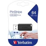 Speicherstick, USB 2.0, 64 GB, PinStripe, schwarz
