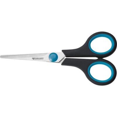 Westcott Easy Grip Schere,  5,5 Zoll = 14,5 cm, blau-schwarzer Kunststoffgriff, rostfreie Klinge