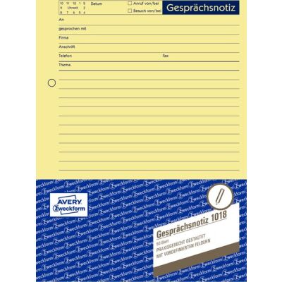 Gesprächsnotiz, gelb, A5, 50 Blatt