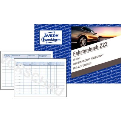 Fahrtenbuch, DIN A6 quer, 40 Blatt, mit km-Nachweis, ohne Durchschlag, Ländereignung D/A