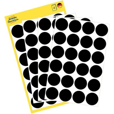 Markierungspunkte, schwarz, Ø 18 mm, permanent,1 Packung = 4 Blatt = 96 Stück