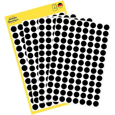 Markierungspunkte, schwarz, Ø 8 mm, permanent, 1 Packung = 4 Blatt = 416 Stück