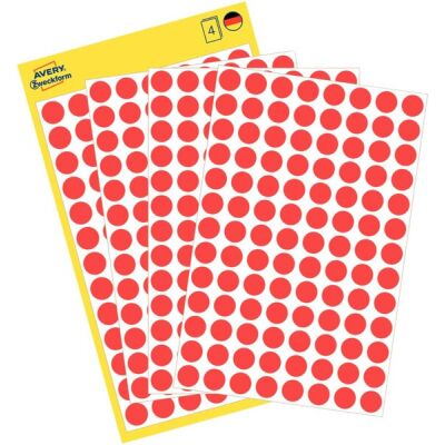 Markierungspunkte, rot, Ø 8 mm, permanent, 1 Packung = 4 Blatt = 416 Stück