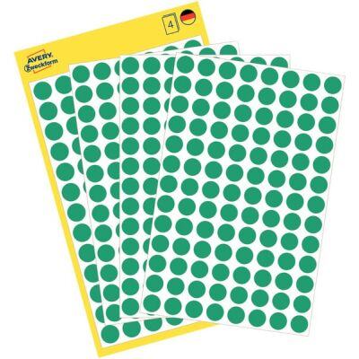Markierungspunkte, grün, Ø 8 mm, permanent, 1 Packung = 4 Blatt = 416 Stück