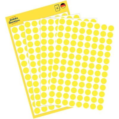 Markierungspunkte, gelb, Ø 8 mm, permanent, 1 Packung = 4 Blatt = 416 Stück