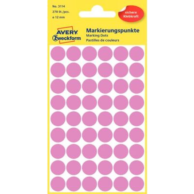 Markierungspunkte, rosé, Ø12 mm, permanent, 1 Packung = 5 Blatt = 270 Stück