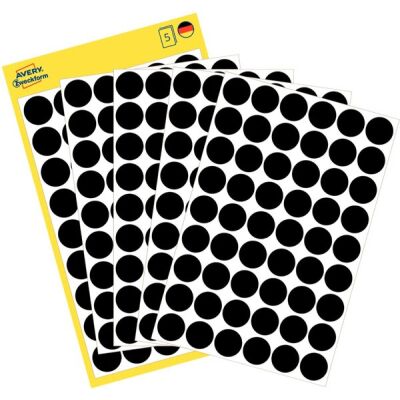 Markierungspunkte, schwarz, Ø 12 mm, permanent, 1 Packung = 5 Blatt = 270 Stück