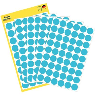 Markierungspunkte, blau, Ø 12 mm, permanent, 1 Packung = 5 Blatt = 270 Stück