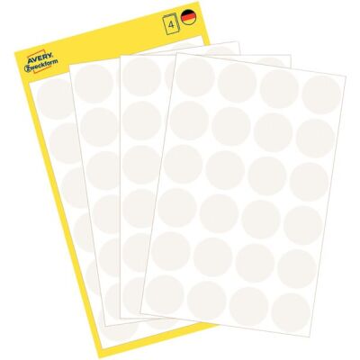 Markierungspunkte, weiß, Ø 18 mm, permanent, 1 Packung = 4 Blatt = 96 Stück