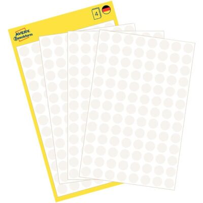 Markierungspunkte, weiß, Ø 8 mm, permanent, 1 Packung = 4 Blatt = 416 Stück