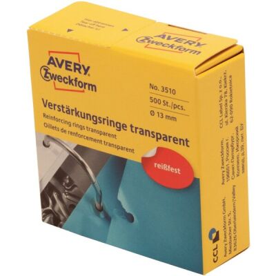 Lochverstärkungsring, transparent, im Spender, selbstklebend, permanent, Ø 13 mm, 1 Packung = 500 Stück