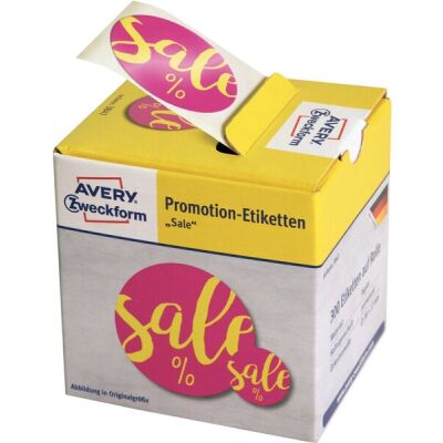 Promotion-Etiketten"Sale", 100 Etiketten Ø 38 mm, 200 Etiketten Ø 17 mm, rund, gelb/pink, repositionierbar