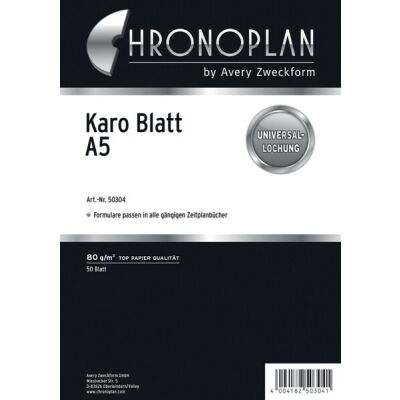 Chronoplan Karo-Blatt, DN A5, Papier, 148 x 210 mm, Inhalt: 50 Blatt