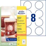 Ablösbare-Etiketten, rund, 65 mm, Inkjet, Laser s/w,...