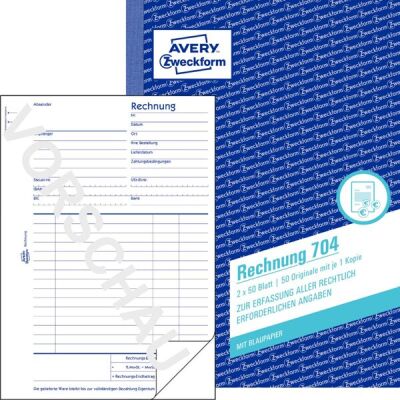 Rechnung A5, Mikroperforation, mit 1 Blatt Blaupapier, 2 x 50 Blatt