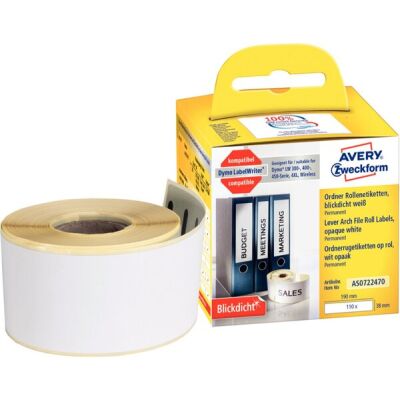 Rollenetiketten, 190 x 38 mm, permanent, weiß, ersetzt Dymo: S0722470, 1 Packung = 1 Rolle = 110 Etiketten