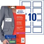 Namensetiketten, 80 x 50mm, blauer Rahmen, Acetatseide,...