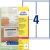 Wetterfeste Versandetiketten, 99,1 x 139 mm, weiß, Laser s/w, Farblaser, Polyester, 1 Packung = 25 Blatt = 100 Stück