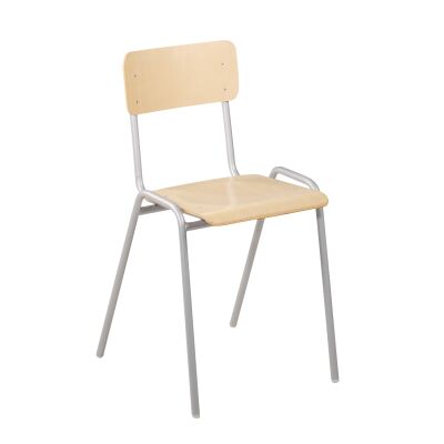 Stapelstuhl, Sitz und Rücken Buche, Gestell 22 mm, grau