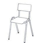 Stapelstuhl, Sitz und Rücken Buche, Gestell 22 mm, grau