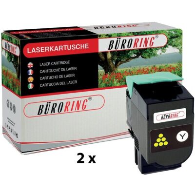 Toner Cartridge yellow für Lexmark, 1 Pack = 2 Stück, für je ca. 4.000 Seiten, ersetzt Lexmark 80C0X20, gelb