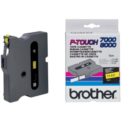 Schriftbandkassette, TX621, 9 mm x 15 m, laminiert, schwarz auf gelb