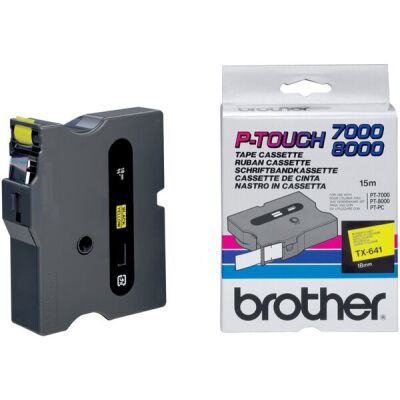 Schriftbandkassette, TX641, 18 mm x 15 m, laminiert, schwarz auf gelb