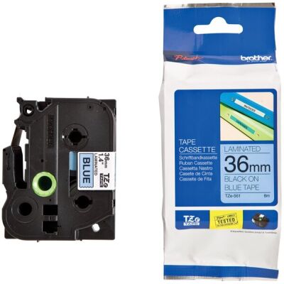 Schriftbandkassette TZe-561,36 mm breit/8 m lang, schwarz auf blau, laminiert