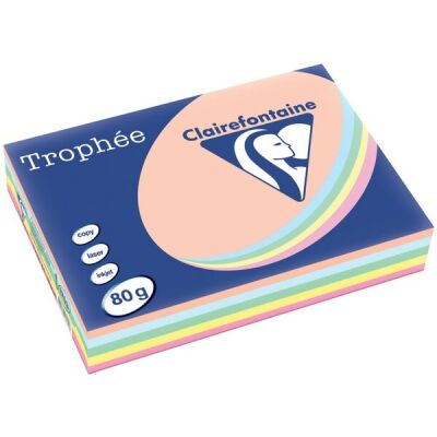 Kopierpapier Trophee, DIN A4, 80 g/qm, pastell sortiert, für Laser- und Inkjetdrucker, FSC zertifiziert, 1 Packung = 500 Blatt