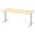 Schreibtisch FLEX MODUL, Dekor Ahorn, 1800 mm, höhenverstellbar, T-Fußgestell Alusilber, 25 mm Platte, 2 Kabeldurchlässe, 80 kg belastbar. Maße: 1600 x 800 x 600-1255 mm (BxTxH)