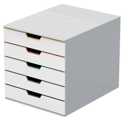 Schubladenbox Varicolor 5, Formate bis DIN A4/C4, 5 farbige Schübe, stapelbar