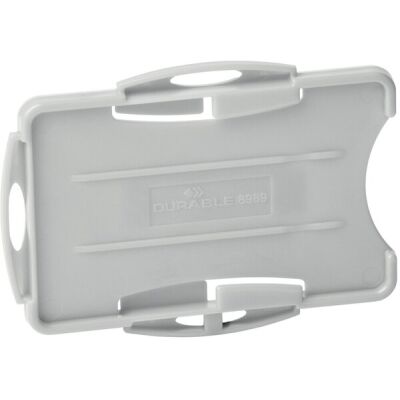 Ausweishalter für 2 Karten, offene Ausführung, grau, aus recyceltem Kunststoff, für Hoch - oder Querformat, 1 Packung = 10 Stück