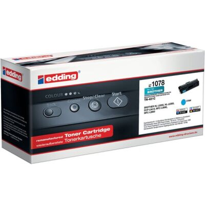 Edding Toner 1078 ersetzt Brother TN-421C, cyan, für ca. 1.800 Seiten