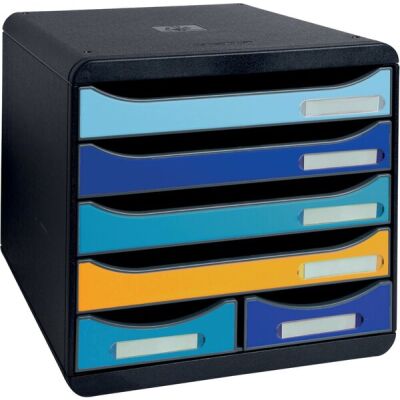Schubladenbox Bee Blue, 6 Fächer, mehrfarbig, für A4+, offene Schubladen mit Sicherheitsstopp