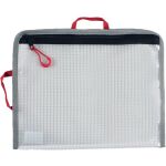 Bungee-Bag, A5, PVC-frei, transpatent/grau/rot, 2 rote...