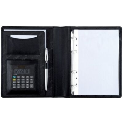 Ringbuchmappe Benaco, DIN A5, Nappaleder schwarz, Außenmaße: ca. 23 x 18 x 3 cm