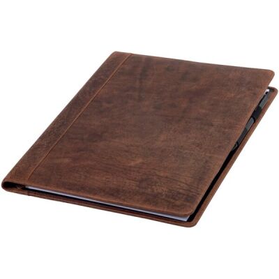 Schreibmappe Winston, DIN A4, Echtleder, braun, Außenmaße: ca. 32 x 26 x 2 cm