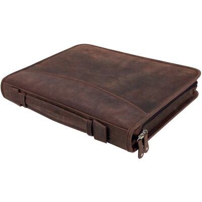 Ringbuchmappe Viggo, DIN A4, Echtleder, braun, Außenmaße: ca. 35,5 x 28 x 5 cm