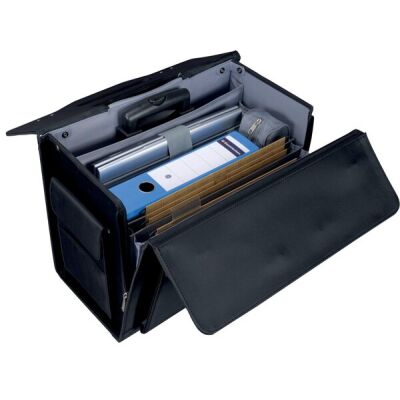 Pilotenkoffer Rocca II, Lederimitat, schwarz, Außenmaße: ca. 37 × 53 × 37 cm