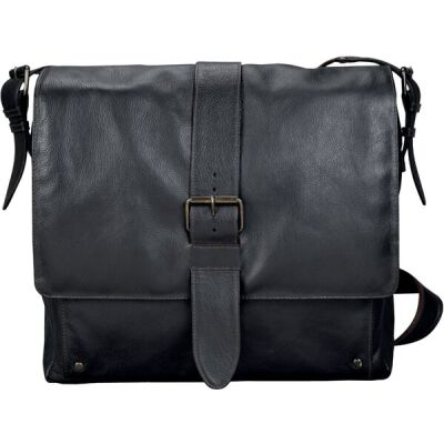 Umhängetasche Neo, Echtleder, dunkelbraun, Außenmaße: ca. 32 x 34 x 13 cm