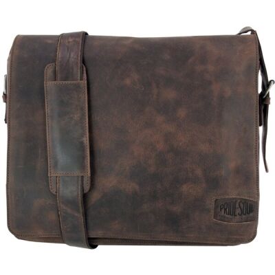 Umhängetasche Ben, Echtleder, braun, Außenmaße: ca. 37 x 33 x 13 cm