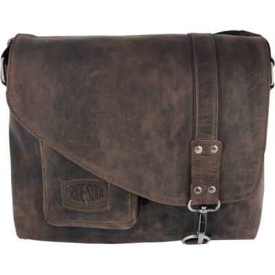 Umhängetasche Mrs. Noel, Echtleder, braun, Außenmaße: ca. 28 x 32 x 11,5 cm