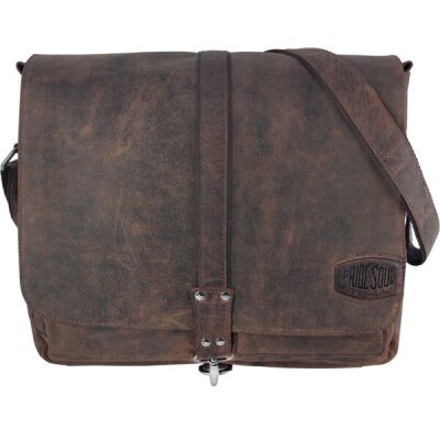 Umhängetasche Mr. Liam, Echtleder, braun, Außenmaße: ca. 34 x 36 x 12 cm