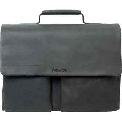 Businesstasche District, Echtleder, grau, Außenmaße: ca. 28 x 39 x 12 cm