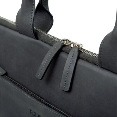 Laptoptasche Rate, Echtleder, grau, Außenmaße: ca. 28 x 39 x 2,5 cm