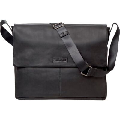 Umhängetasche Urban, Echtleder, schwarz, Außenmaße: ca. 25 x 34 x 2 cm