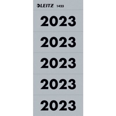 Rücken-Inhaltsschild Jahreszahlen 2023, grau, 1 Beutel = 100 Stück