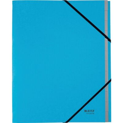 Ordnungsmappe Recycle, DIN A4, 12 Fächer, blau, aus 430 g/qm Karton,  mit Gummizug und Sichtlöchern