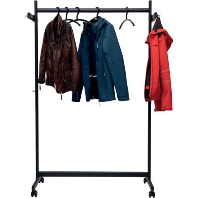 Reihengarderobe MAULsamba, 100 cm, schwarz, 40 kg belastbar, 4 Doppellenkrollen, 2 feststellbar